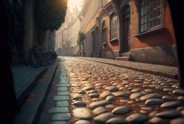 Street with cobblestones during the day