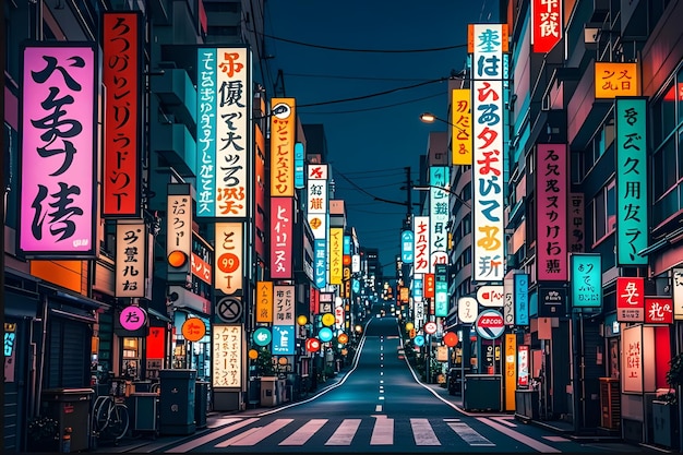 a street with many signs on it and one of them says  tokyo