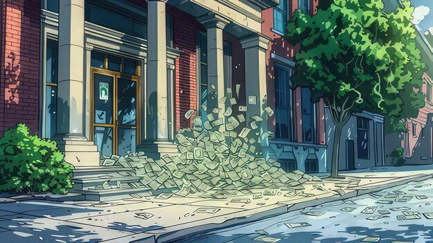 Photo a street with a pile of money