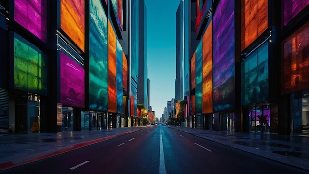 a street with a rainbow colored sign on it that says rainbow