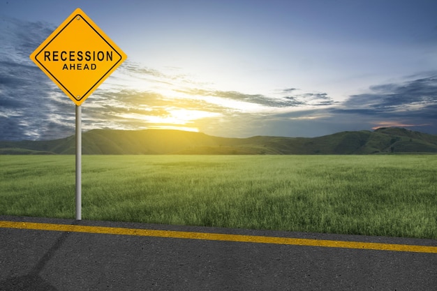 Street with recession sign