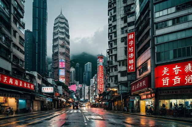 a street with a red sign that says quot china quot on it