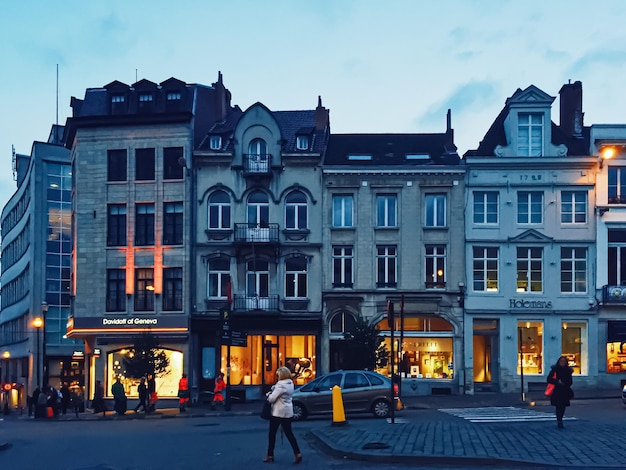 Streets of Brussels the capital city of Belgium european architecture and historical buildings at night