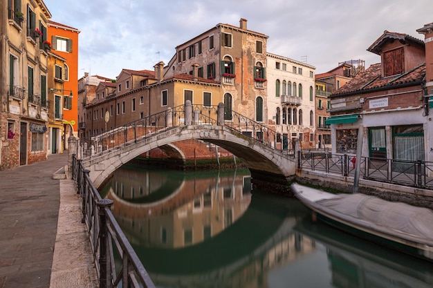 Streets and canals of venice photographed in the morning