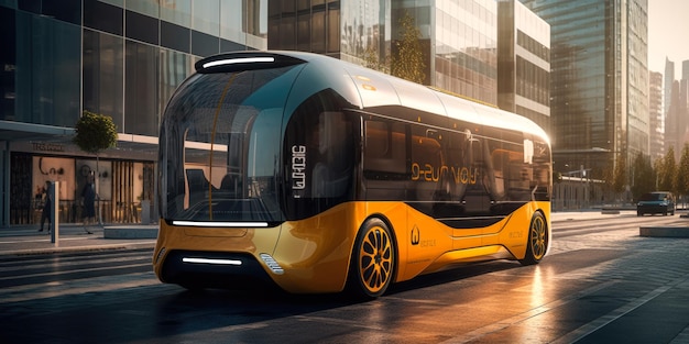 The streets come alive with a renewable energypowered autonomous shuttle offering a glimpse into a f