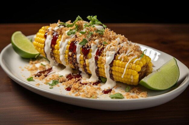 Streetstyle elote with a sweet glaze Spicy Mexican Street Corn picture photography