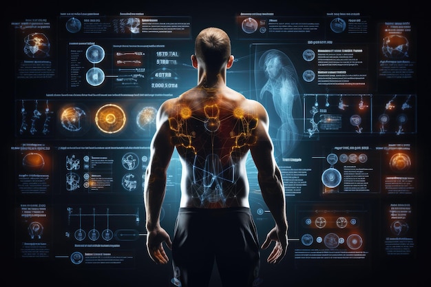 Strength training people in sport Modern technology in sport science concept Generative AI