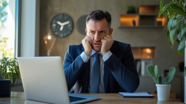 Photo stressed businessman at desk