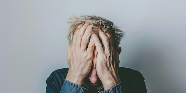 Stressed Person Covering Face