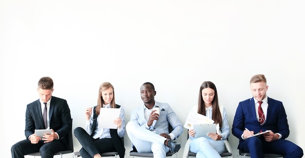 Stressful business people waiting for job interview