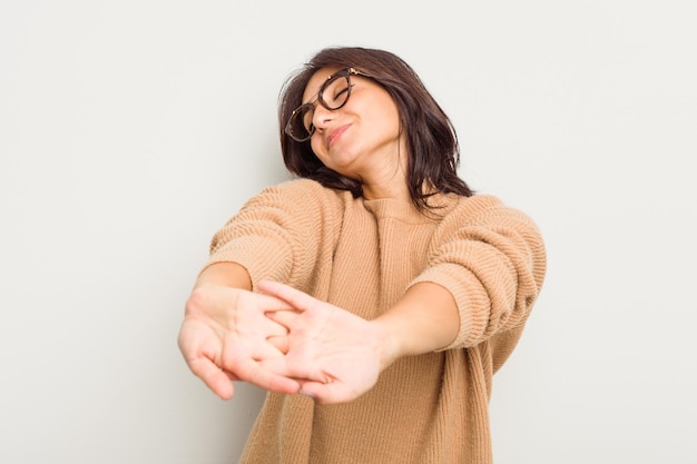 Stretching arms relaxed position