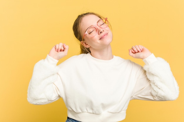 Stretching arms relaxed position