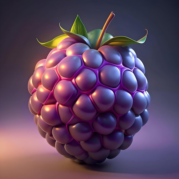 Photo a striking 3d rendering of a blackberry featuring a unique textured surface with a deep purple hue