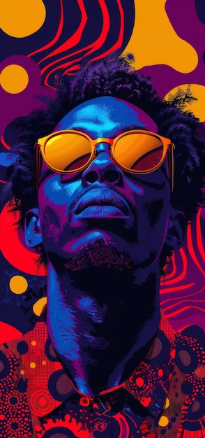 Striking Artistic Portrait of a Man in Colorful Sunglasses