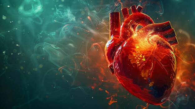 a striking artistic representation of a human heart indicating the vitality