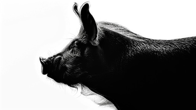 A striking black and white image of a boar Perfect for wildlife enthusiasts