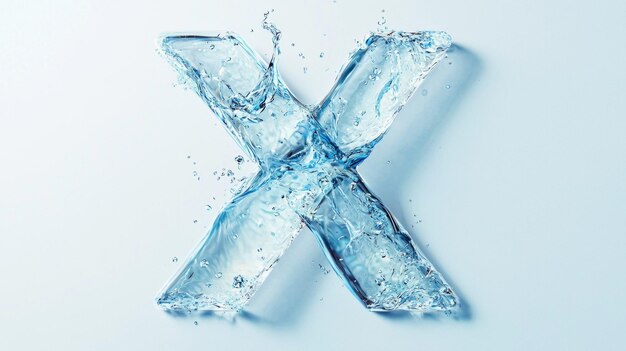 Photo striking creation features the letter x crafted from transparent glass filled with shimmering water