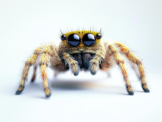 Photo striking creature with its elongated legs and large mandibles stands on a white backdrop