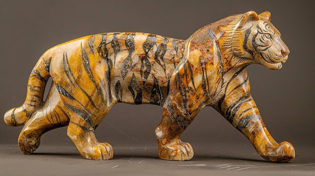 Photo striking depiction of a handcrafted soapstone tiger