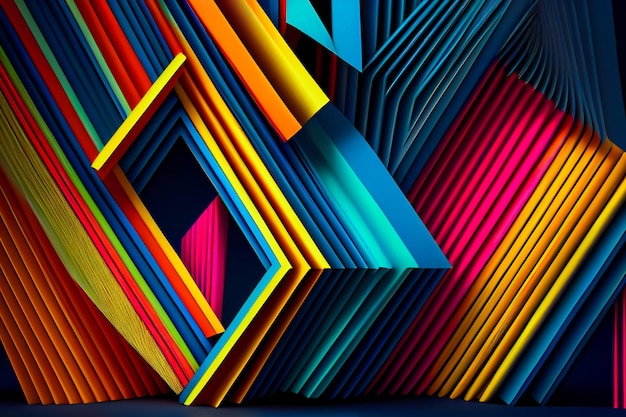 Striking Geometric Colours and Deep Lines Vivid Colourful Abstract Background Generative AI