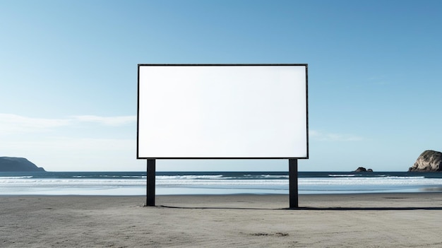 Striking image of a blank billboard frame on a desolate beach endless advertising possibilities