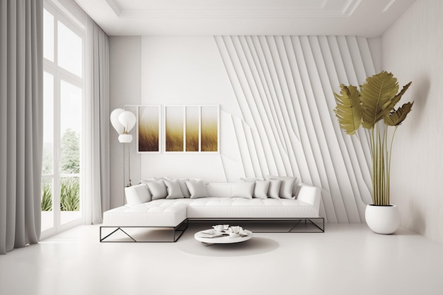 A striking image of a dining area with Pantone white decoration and statement furniture