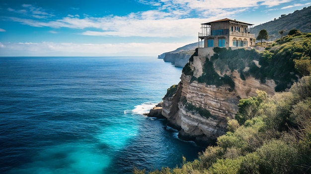 A striking image of an upscale villa retreat offering spectacular views and exquisite design creating a dreamy summer haven