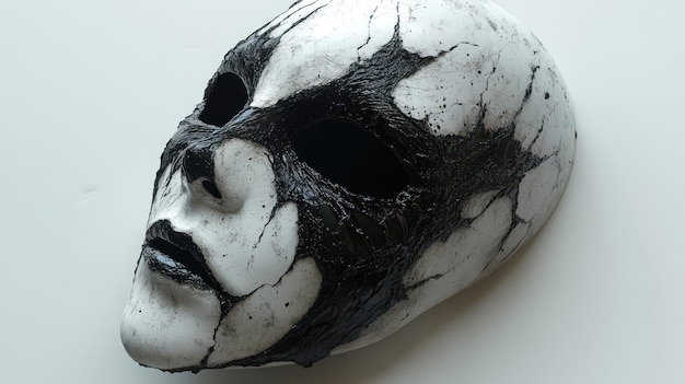 Photo a striking mask with a white and black design showcasing artistry