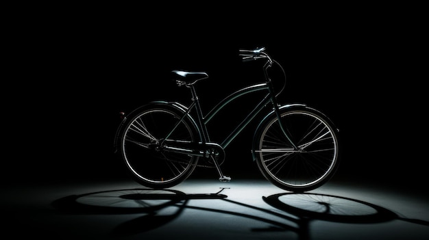 Photo striking minimalist presentation of bike with artistic shadow play generative ai