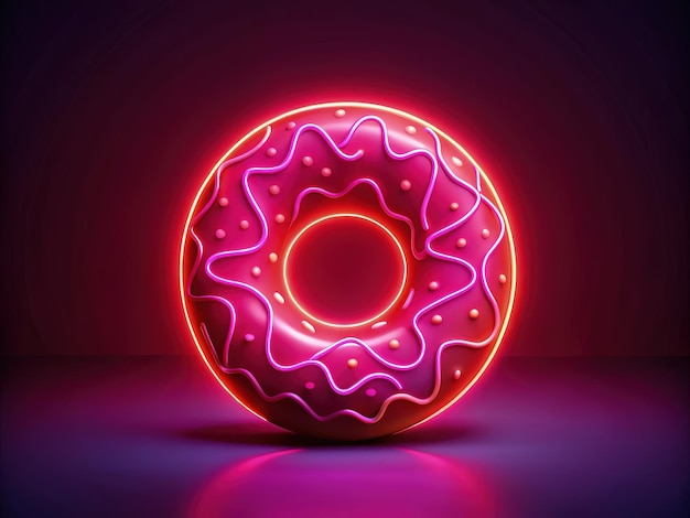 Photo a striking neoncolored donut design featuring red and violet hues