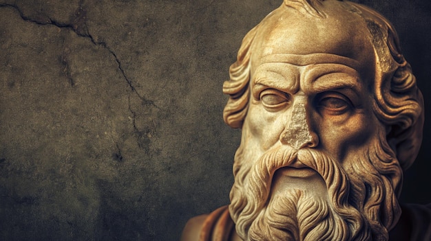 striking portrait of an ancient Greek philosopher his contemplative demeanor reflecting the profound influence of classical thought on Western civilization