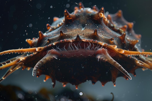 A striking snapshot capturing the predatory nature of a carnivorous mollusk in the deep ocean