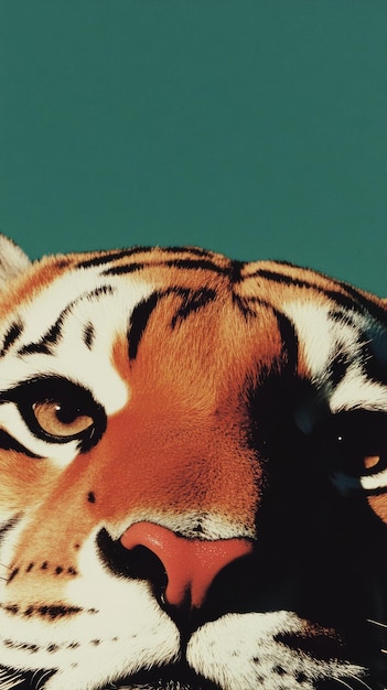 Photo a striking tiger gazes directly at the viewer embodying retro artistry