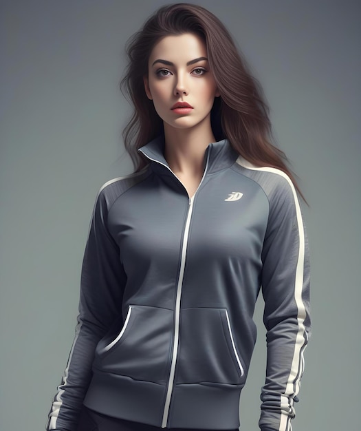 Striking woman with fitness body wearing sport clothes high quality portrait isolated on a backgro