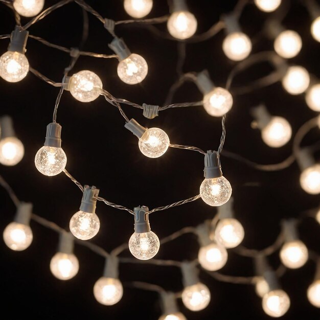 Photo string of lights that are strung up with string lights