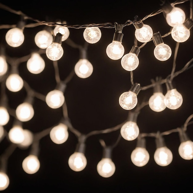 Photo string of lights that are strung up with string lights