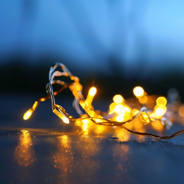 Photo a string of lights that are on a table