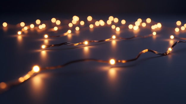 String of Warm White Fairy Lights on a Dark Surface