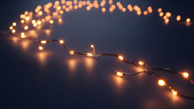 String of Warm White Lights on a Dark Background