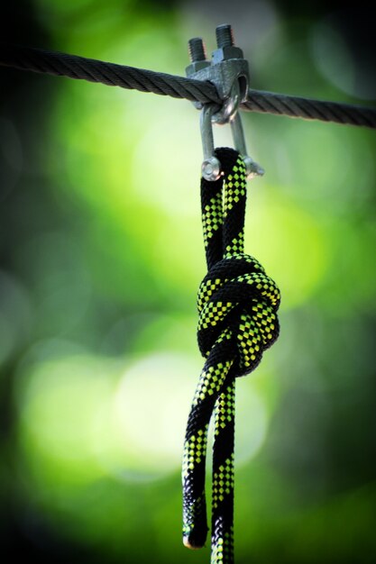 String with a knot on a background of nature