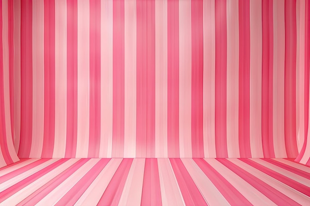 Photo striped candy pink studio backdrop with empty space for content