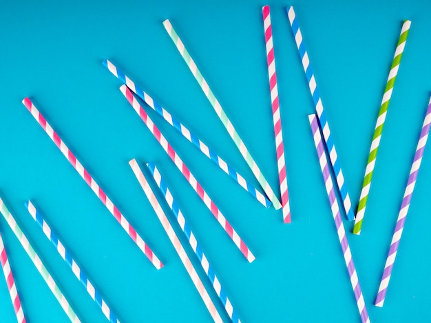 Striped drink straws in different colors