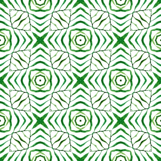 Striped hand drawn design. Green admirable boho chic summer design. Textile ready ideal print, swimwear fabric, wallpaper, wrapping. Repeating striped hand drawn border.