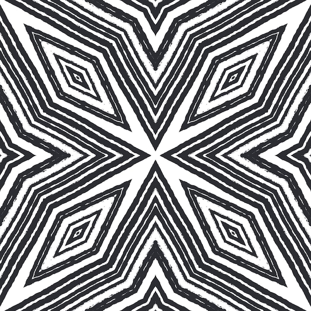 Striped hand drawn pattern Black symmetrical