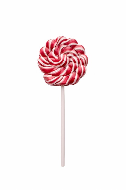 Striped lollipop isolated on white background