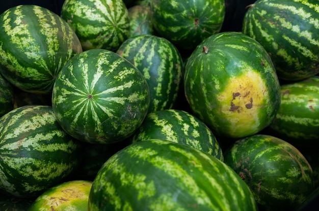 Striped ripe watermelons