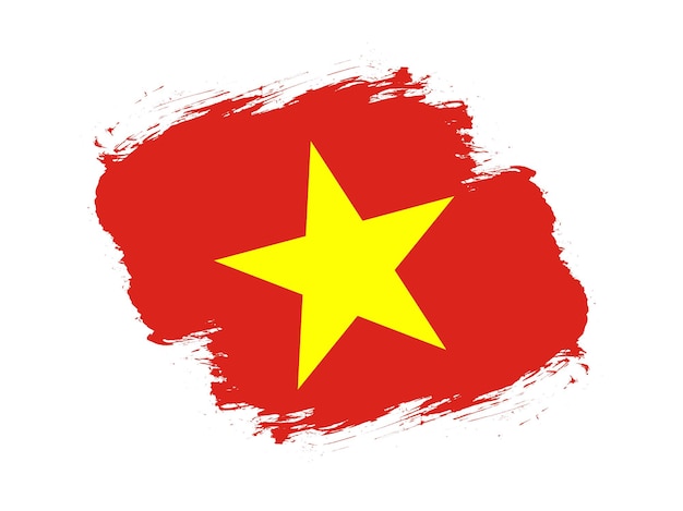 Stroke brush textured flag of vietnam on white background