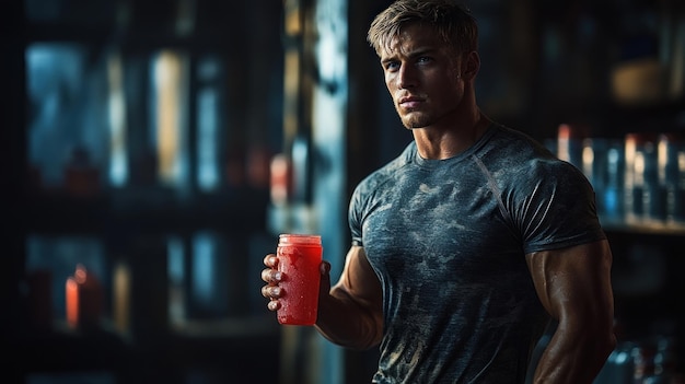 Strong Man Holding Red Cup