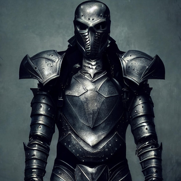 Strong warrior in black armor