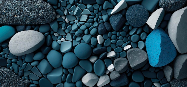 Photo structure of gravel and stones in shades of petrol blue